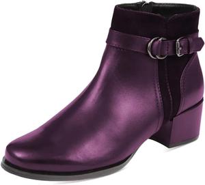 Женские формальные ботильоны Pazzion с закрытой округлой молнией, на низком массивном каблуке, с ремешком и пряжкой, короткие ботинки, стильные профессиональные туфли, размеры 4-16 US, Purple
