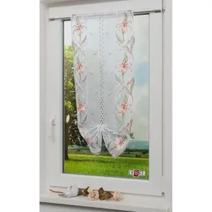 Вышивки Plauen Рулонная штора с лентой Мишель с держателем штанги Stickereien Plauen, белый