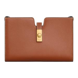 Мягкая телячья кожа Одноплечевая поясная сумочка-клатч Классическая Женская Коричневая CELINE