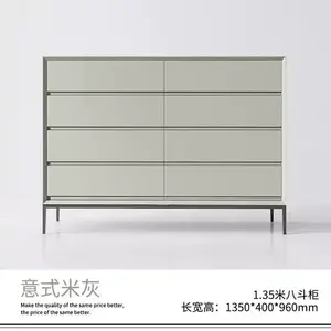 Yu Senyi Комод 135 см для спальни из массива дерева в итальянском стиле, 8 ящиков, бежевый, полностью собран