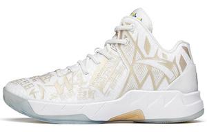 Баскетбольные кроссовки KT1 Pro мужские высокие белые/золотые Anta