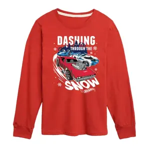 Футболка с длинным рукавом и принтом для мальчиков 8-20 лет «Ловко по снегу» Hot Wheels, красный