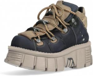 Женские готические ботинки на платформе в стиле панк, мотоциклетные ботинки с массивной подошвой, металлической фурнитурой и шнуровкой LITNERMIA, 1129 Blue Khaki