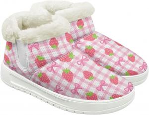 Женские зимние ботинки JoyLamoria с фруктовым принтом, пушистые, короткие, с утолщенной подошвой, модные для походов и активного отдыха на улице, Strawberry Bow