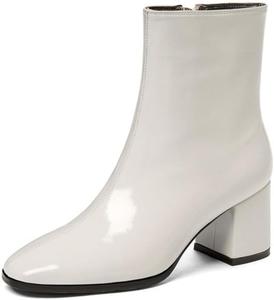 Женские ботильоны SHEMEE на массивном каблуке, модные ботинки GOGO, с круглым и квадратным носком, на молнии, высокие туфли, White