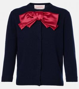 Кардиган из шерсти с бантиком Valentino, Navy/Rosso