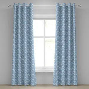 Штора на люверсах ABAKUHAUS Морские животные, узор с силуэтами дельфинов, простая забавная композиция, сине-белая морская фауна, декоративные двухпанельные шторы, 280 см x 225 см, нежно-голубой с белым Abakuhaus