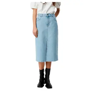 Юбка Object Ellen Denim midi skirt, синий