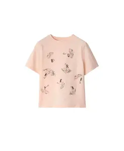 Хлопковая футболка с логотипом зонтика для девочек - для малышек и для взрослых. Burberry, розовый