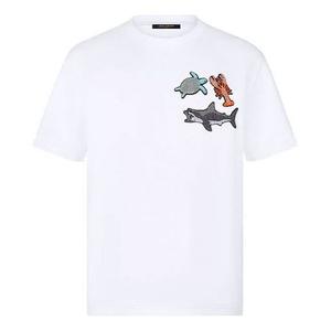 Футболка men's animal pattern printing short sleeve white Louis Vuitton, белый