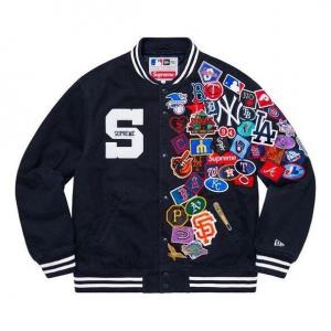 Куртка x new era x mlb varsity jacket 'black multi-color' Supreme, черный