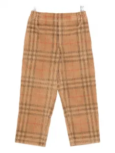 Клетчатые вельветовые брюки BURBERRY KIDS, коричневый