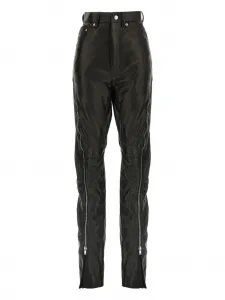 Кожаные брюки Bolan Banana с высокой талией и молнией Rick Owens, черный