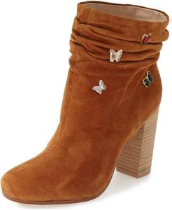 Женские ботильоны YDN с грубой подошвой, свободной посадкой, на массивном каблуке, с круглым носком и винтажным дизайном, Brown Butterfly