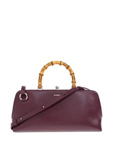 Сумка-тоут из кожи с бамбуковой ручкой Jil Sander, красный