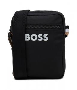 Сумка мужская Boss Catch_3.0 через плечо текстильная с логотипом бренда, черный
