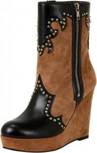 Женские ботильоны FOWT на платформе с круглым носком, высоким клиновидным каблуком, заклепками, декоративной строчкой и боковой молнией, размер 4-16 US, Dark Brown