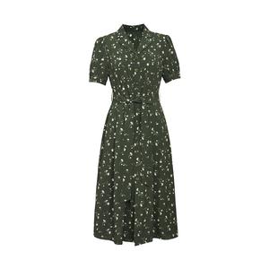 Платье Deep Breath с пышными рукавами и цветочным принтом, темно-синий