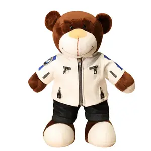 Мотоциклетный шлем медведь модные крутые гоночные плюшевые куклы плюшевая игрушка 28см высота AORUNJU, белый