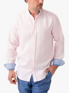 Льняная полосатая рубашка африканский кикой с воротником гранд KOY, Light Pink