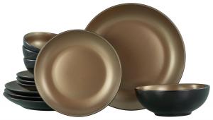 Столовый сервиз Creatable, 31,5x31x38 см, черный/золотой