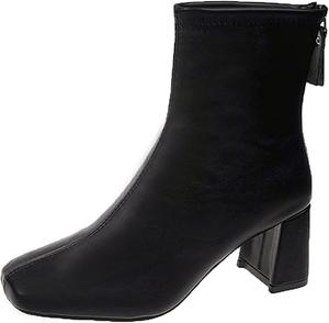 Женские теплые плюшевые кожаные ботильоны Yiozoi для официального делового стиля осень/зима, Black Plush