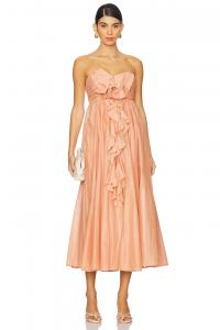 Платье макси с рюшами Acacia Zimmermann, tan