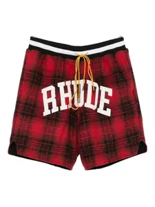 Клетчатые шорты с логотипом RHUDE, красный