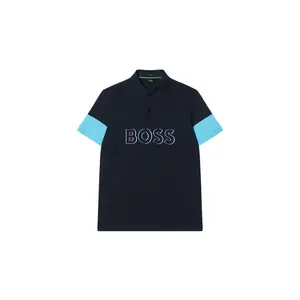 Поло с логотипом и резинкой HUGO BOSS, темно-синий