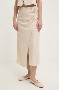 Льняная юбка Answear Lab, бежевый