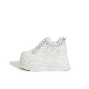 Износостойкие легкие низкие повседневные туфли, увеличивающие рост, женские Milan love song, White