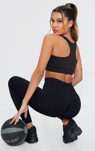 PrettyLittleThing Черные бесшовные леггинсы со сборками на ягодицах