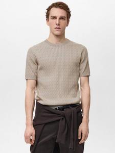 Футболка Muga Cotton Regular Fit с круглым вырезом Mango, Beige