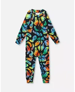 Слитное термобелье для мальчиков с изображением смайлика Deux par Deux, черный