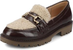 Женские лоферы Journee Jessamey с плоской подошвой, фурнитура, стелька с 4 мм системой комфорта, искусственная кожа Journee Collection, коричневый