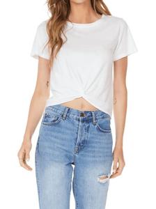 Футболка с узлом на подоле белая Bobi