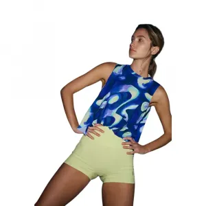 Футболка Free People Tempo с принтом и рюшами по низу, синий