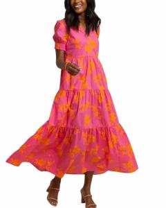 Платье макси Nadine из многослойного хлопкового батиста цвета розовой камелии SOUTHERN TIDE