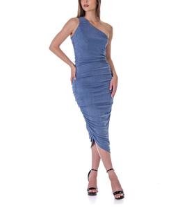 Платье-футляр с одним открытым плечом и сборками 24seven Comfort Apparel, Dark Blue