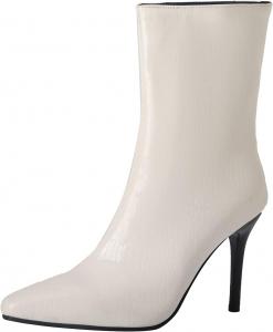 Женские модные ботильоны LYYSKY с высоким каблуком 9 см, зауженным носком и на молнии, элегантные короткие ботинки, White