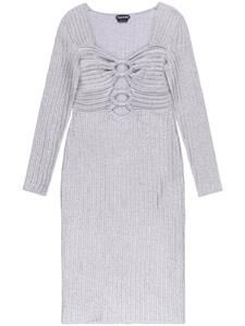 TOM FORD платье в рубчик с вырезом, серый
