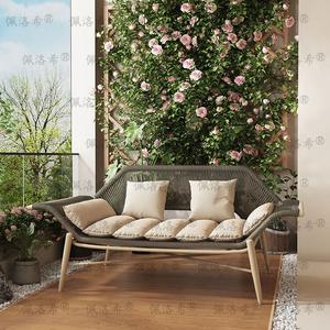 Yu Senyi Кресло из ротанга для балкона, двухместное, майя грей, повышенное и утолщенное