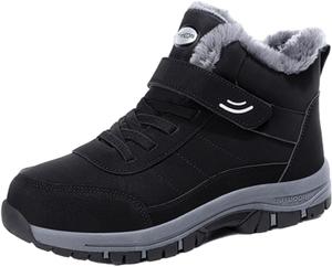 Прочные женские ботильоны, противоскользящие с толстой пушистой подкладкой, теплые и уютные для прогулок на улице, мужские повседневные ботинки Zplmide, черный