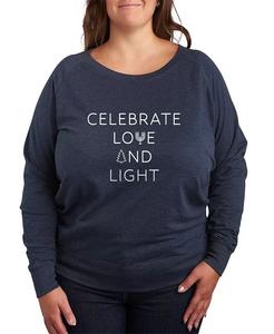 Большой размер Трендовый Celebrate Love and Light Графический пуловер Топ Hybrid Apparel, синий