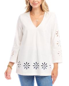 Топ с цветочным принтом и вырезами Karen Kane, слоновая кость/кремовый