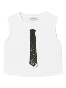 Топ с принтом и стразами TWINSET Kids, белый