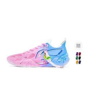 LINING Баскетбольные кроссовки Super Light V2 с амортизацией, противоскользящие и износостойкие, низкие, мужские, розово-синие
