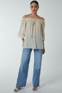 Топ с открытыми плечами и завязкой спереди Blue Vanilla, бежевый