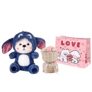 Princess lovers Милый синий плюшевый мишка с отстегивающимся капюшоном, плюшевая кукла высотой 28см