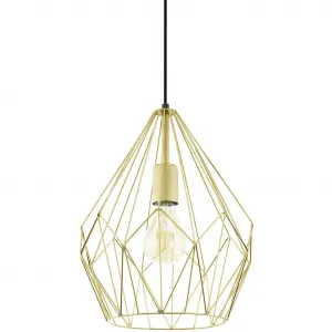 Подвесной светильник CARLTON E27 Винтажный подвесной светильник, 1 плафон, металлическая сетка, промышленный стиль, 110x31 см Eglo, золотой